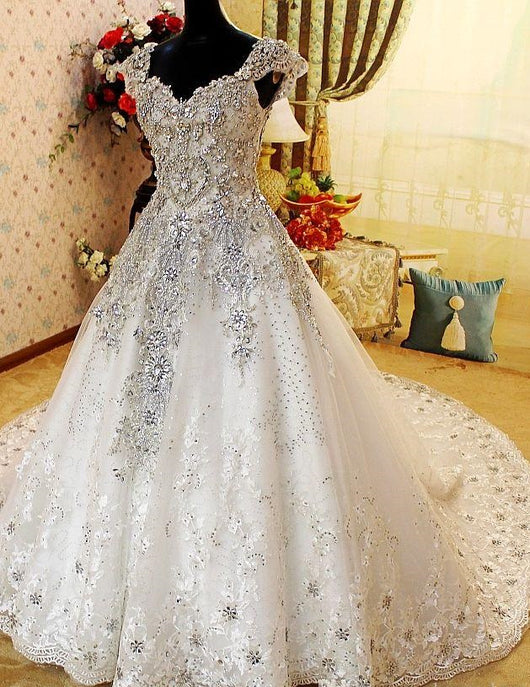 Bling Crystal Beaded Wedding Dress A ...